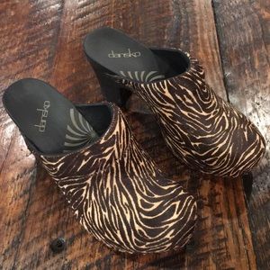 Dansko Zebra Print Calfskin Clogs-Worn Once! Sz 37